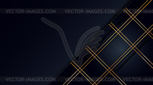 Black abstract layer overlaps with golden line illu - vector image