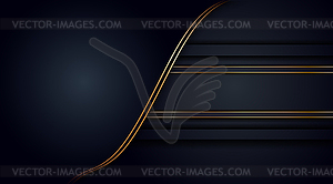Black abstract layer overlaps with golden line illu - vector clipart