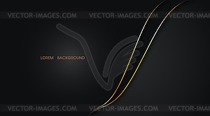 Black abstract background and curve golden lines - vector clipart