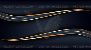 Black gradient abstract golden curve lines - royalty-free vector clipart