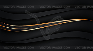 Abstract golden lines on dark background - vector image