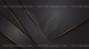 Black abstract layer overlaps with golden lines bac - vector clipart