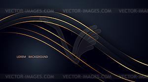 Black abstract layer with golden lines for card, - vector clipart / vector image