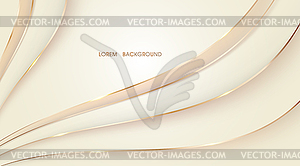 Beige abstract layer overlaps with golden line wave - vector clipart