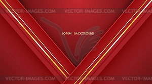 Red abstract layer background and golden lines - vector clip art