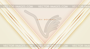 Beige abstract layer overlaps with golden lines - vector image