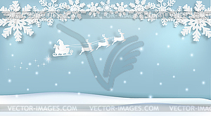 Santa with sleigh and Snowflake Christmas season - vector clipart