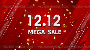 12.12 mega sale shopping day banner on red - vector EPS clipart