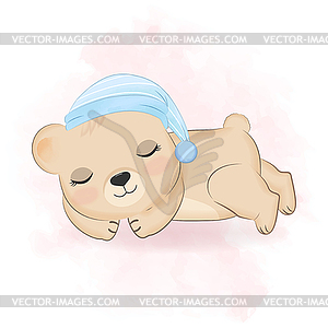 Cute Little Bear sleeping - vector image