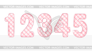 Pink Plaid Number 1 to 5 set - vector clip art