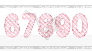 Pink Plaid Number 6 to 0 set - vector clip art