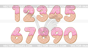 Ice Cream Alphabet Number 1 to 0 set - vector image