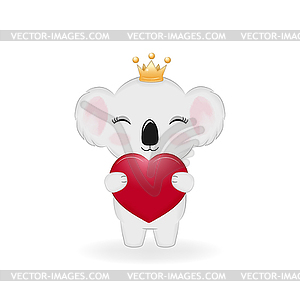Cute Koala Bear with Heart. valentines day concept - vector image