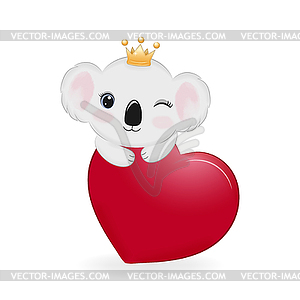 Cute Koala Bear with Heart. valentines day concept - vector clipart