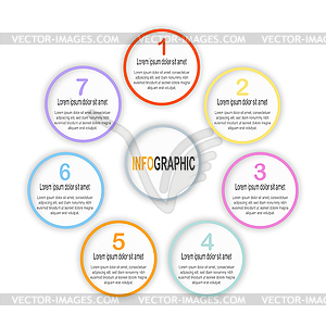 Infographic White circle template, 7 steps - vector image