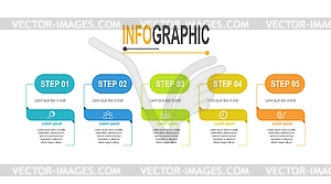 Infographic timeline template 5 steps business data - vector clipart