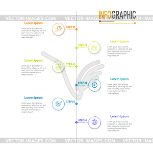 Infographic timeline template 6 steps business data - vector clipart