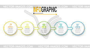 Infographic timeline template 5 steps business data - vector image