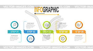 Infographic timeline template 5 steps business data - stock vector clipart