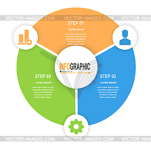Infographic template 3 steps circular chart busines - vector clip art