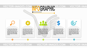 5 шагов Прямоугольный шаблон инфографики business dat - векторный клипарт