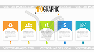 5 шагов Прямоугольный шаблон инфографики business dat - векторное изображение EPS