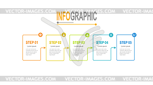 5 шагов Прямоугольный шаблон инфографики business dat - клипарт в формате EPS