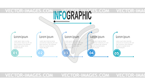 5 steps Square frame Infographic template business - vector image