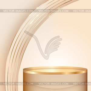 Beige podium and golden lines background - vector clipart