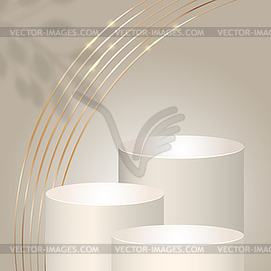 Beige podium and golden lines with shadow of - vector clip art