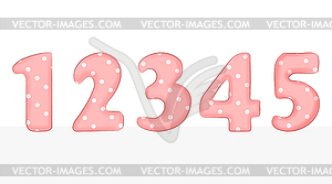 Pink and Polka dot White Alphabet 1 To 5 set - vector image