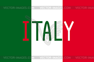Italian flag and word Italy - vector clipart