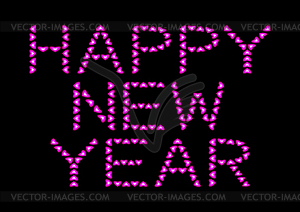 С Новым Годом сделаны из розовых сердечек - векторизованное изображение клипарта