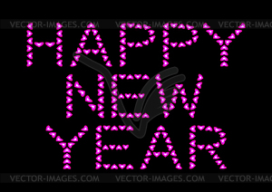 Happy New Year made of pink hearts - vector clip art