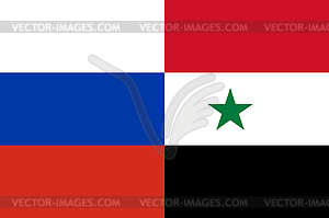 Russian and Syrian flags together - vector clipart