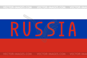 Russian flag and word Russia - vector clip art