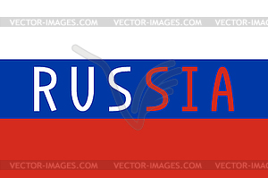 Russian flag and word Russia - vector clip art