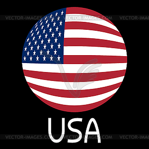 American flag in globe form and word USA - vector clipart