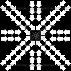 Pattern with arrows in snowflake form - vector image