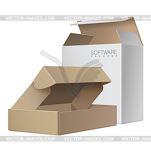 Two Package Box Opened. For Software, electronic - vector clip art