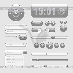 Light Web UI Elements Design Gray. Elements: - vector image