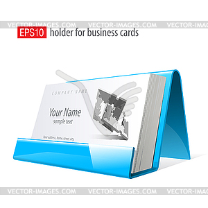 Blue Glossy holder for business cards - vector clipart