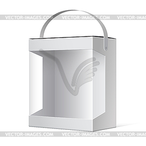 Light Realistic Package Cardboard Box with handle - vector image