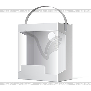 Light Package Box with handle and transparent window - white & black vector clipart