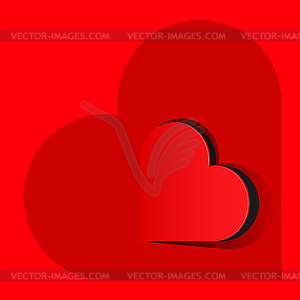 Realistic Red Heart inside large heart - vector image