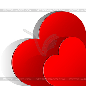 Realistic two Red Heart cut out of paper - vector clip art