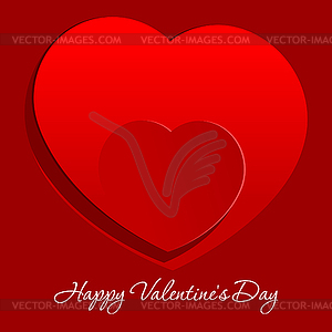 Realistic two Red Heart cut out of paper - vector image