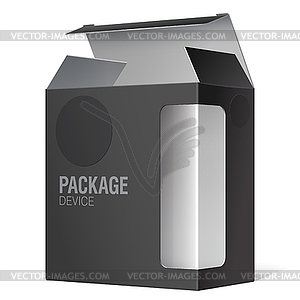 Black Package Box Opened with cover removed - vector clipart