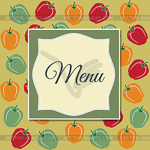 Restaurant menu design with sweet peppers - royalty-free vector clipart