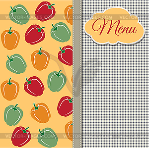 Restaurant menu design with sweet peppers - vector clipart